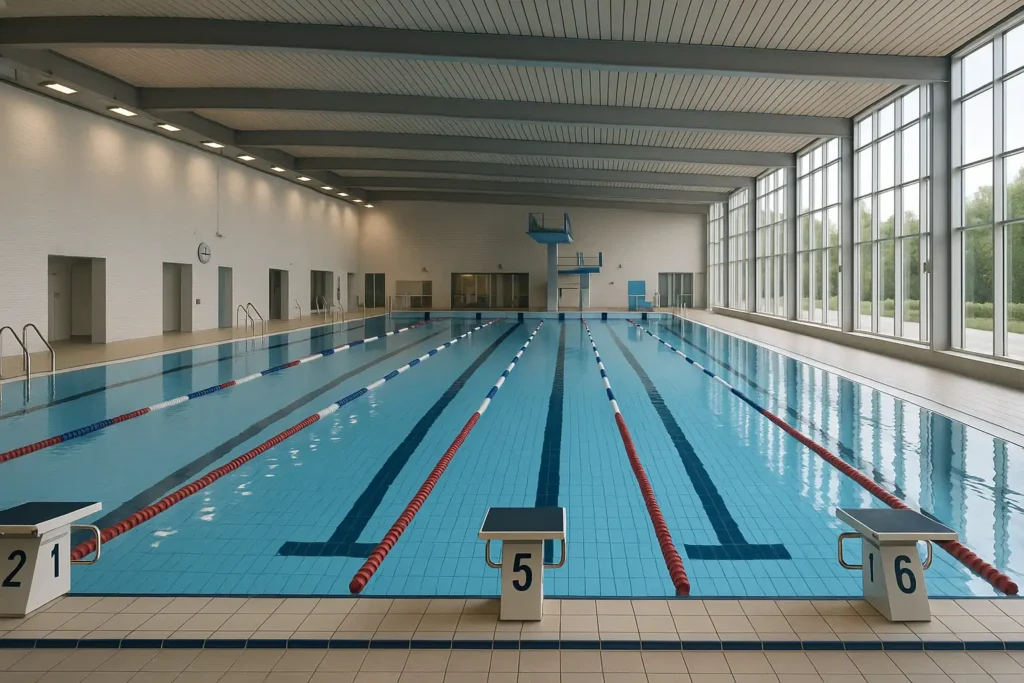 Svømmehal med baner og vipper